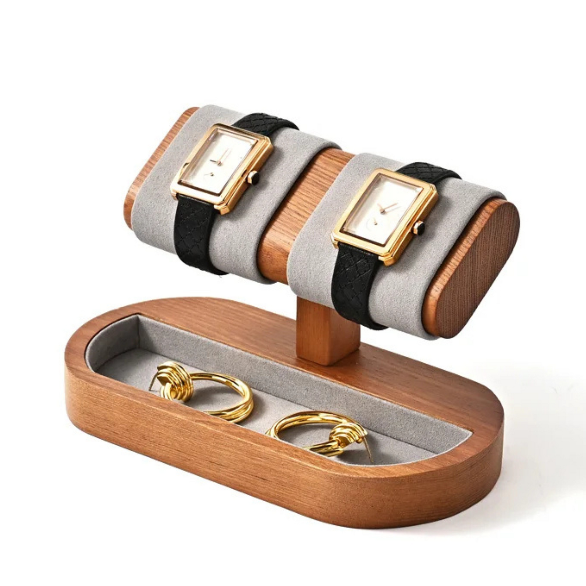 Présentoir Bijoux Montre Bois Base Rangement