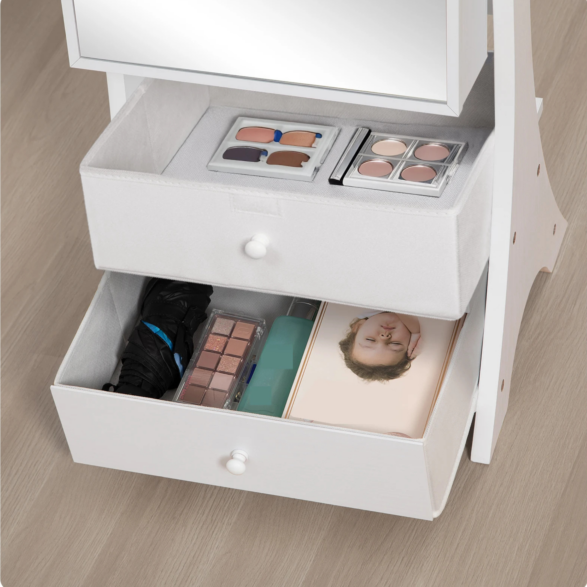 Boîte à Bijoux Bois Armoire Miroir Tiroirs Velours