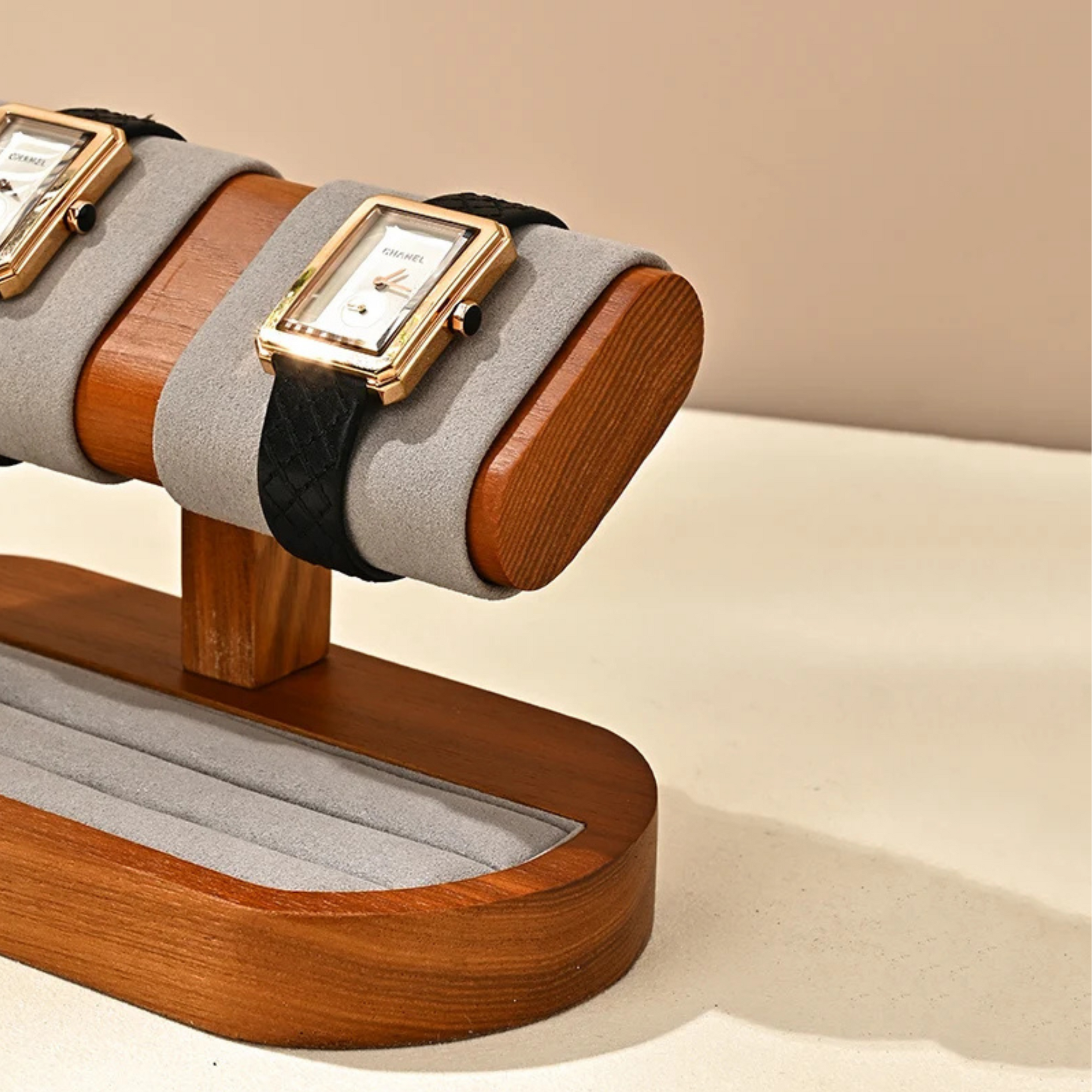 Présentoir Bijoux Montre Bois Base Rangement