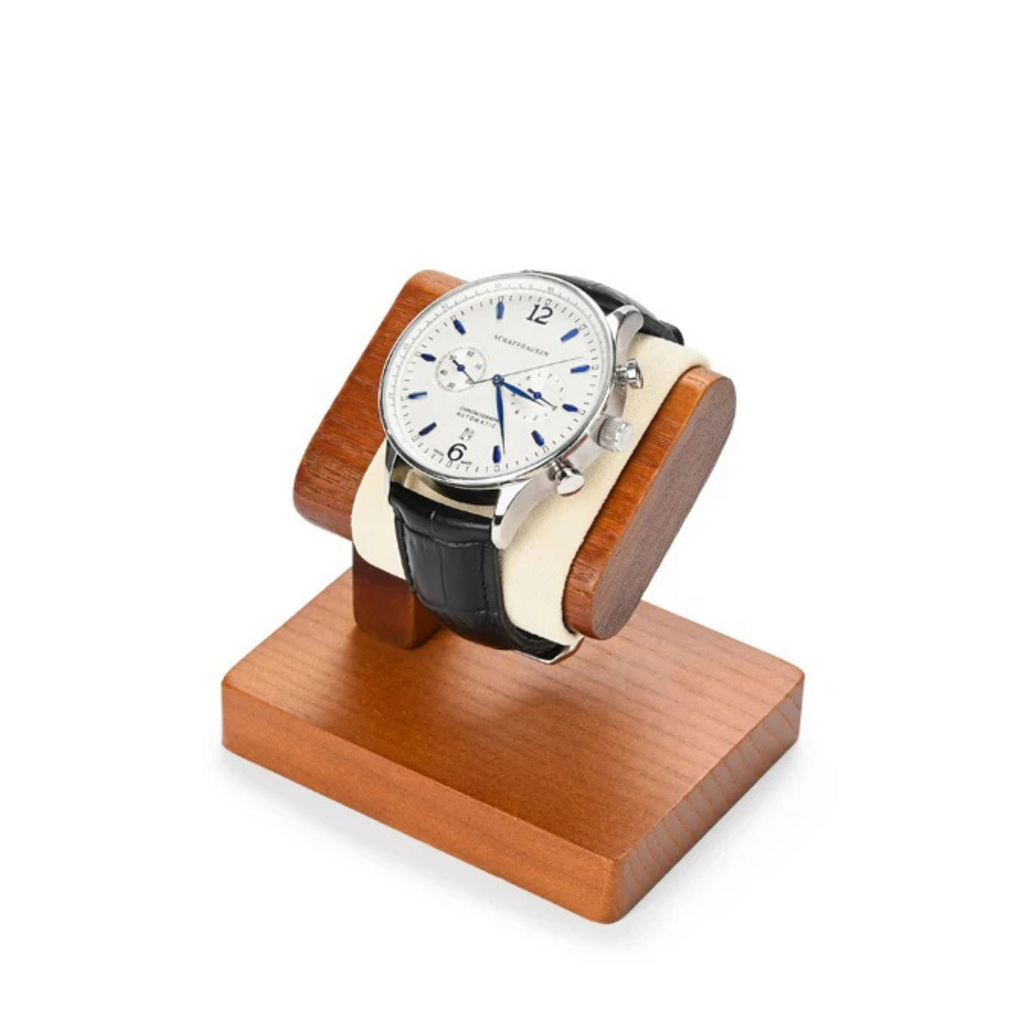 Présentoir Montre Bois Massif Support T Microfibre