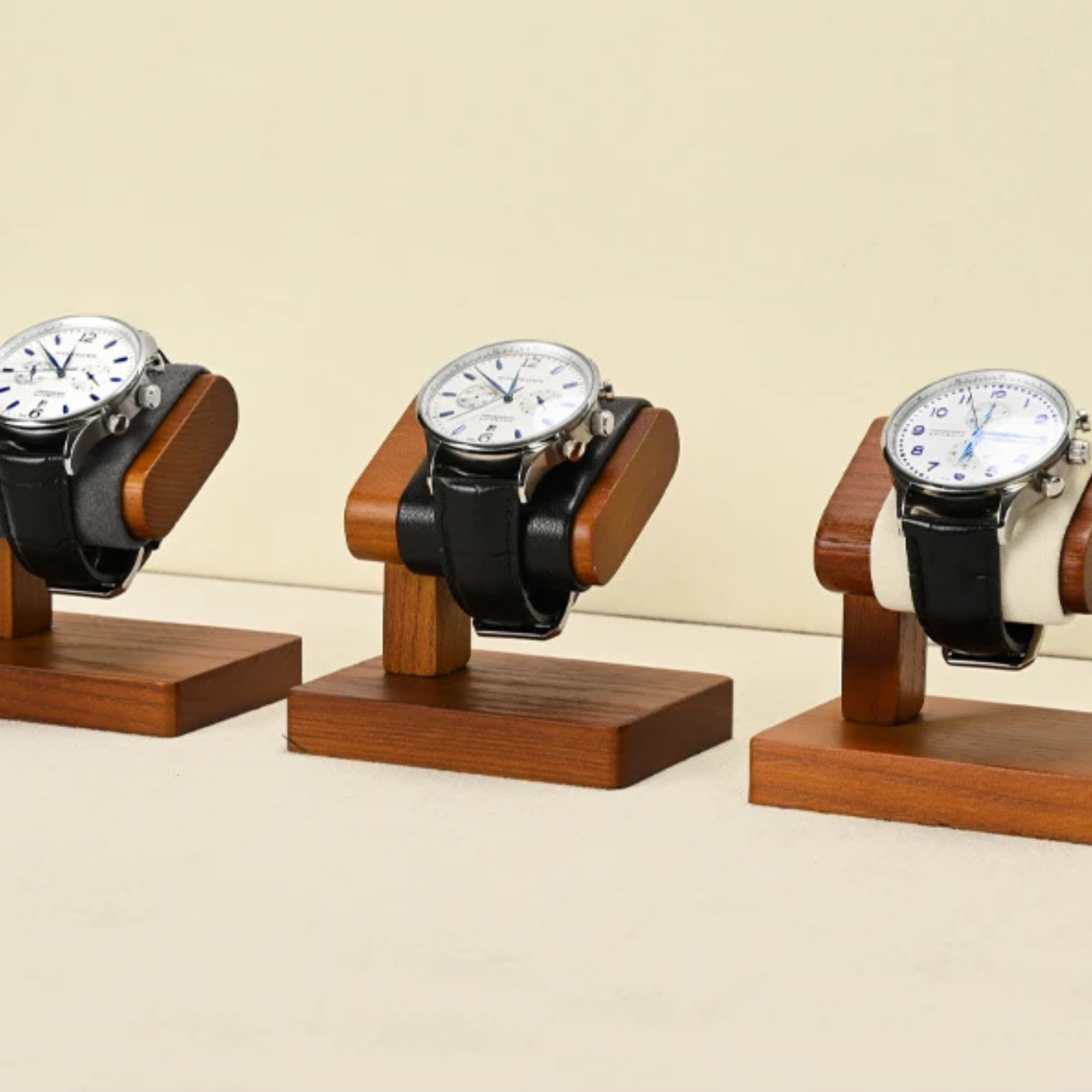 Présentoir Montre Bois Massif Support T Microfibre