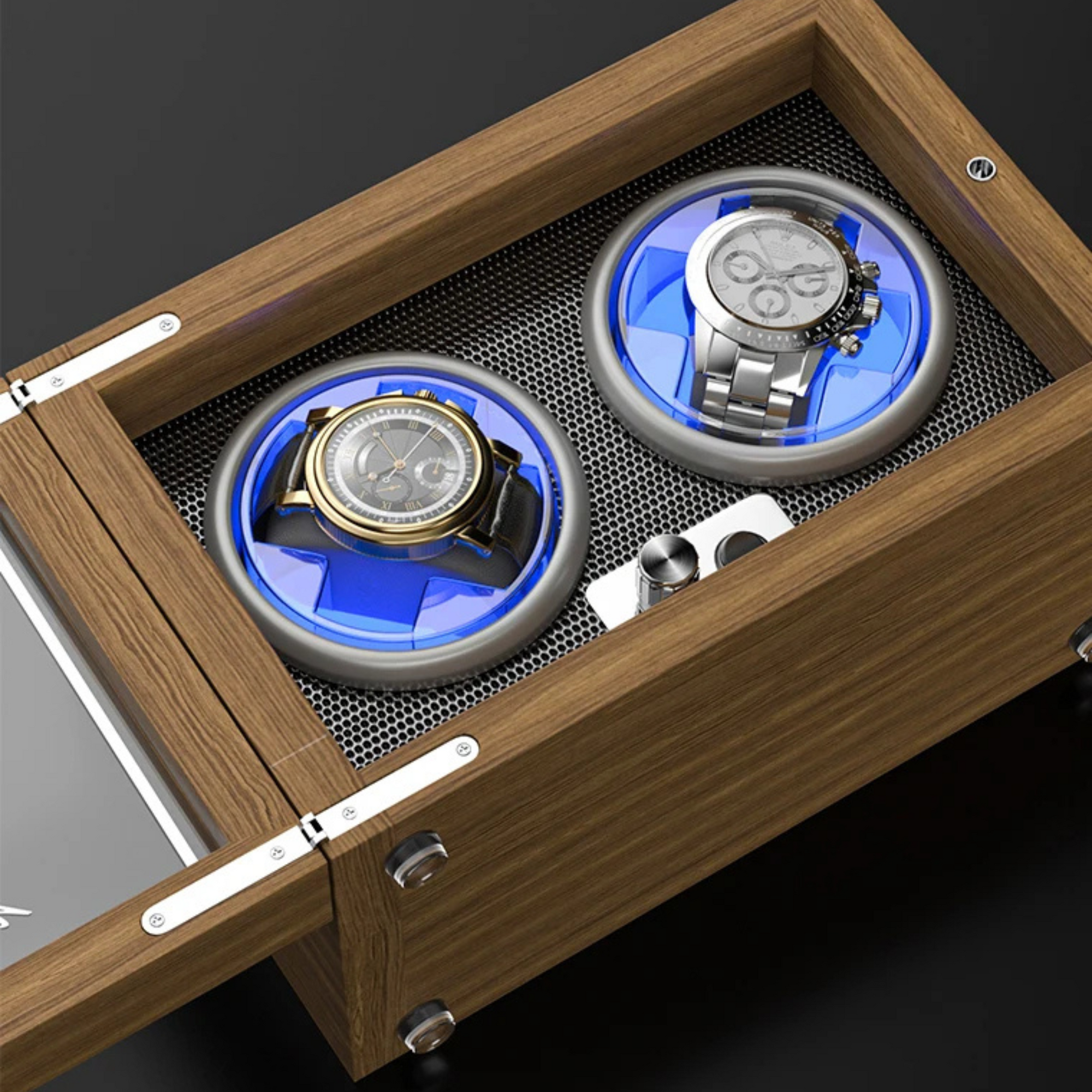 Remontoir Montre Bois Massif Double Moteur Silencieux