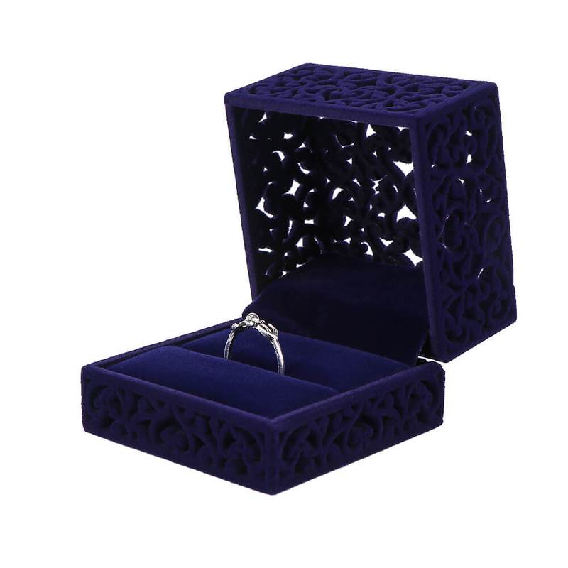 Écrin Bague Carton Velours Rouge Bleu