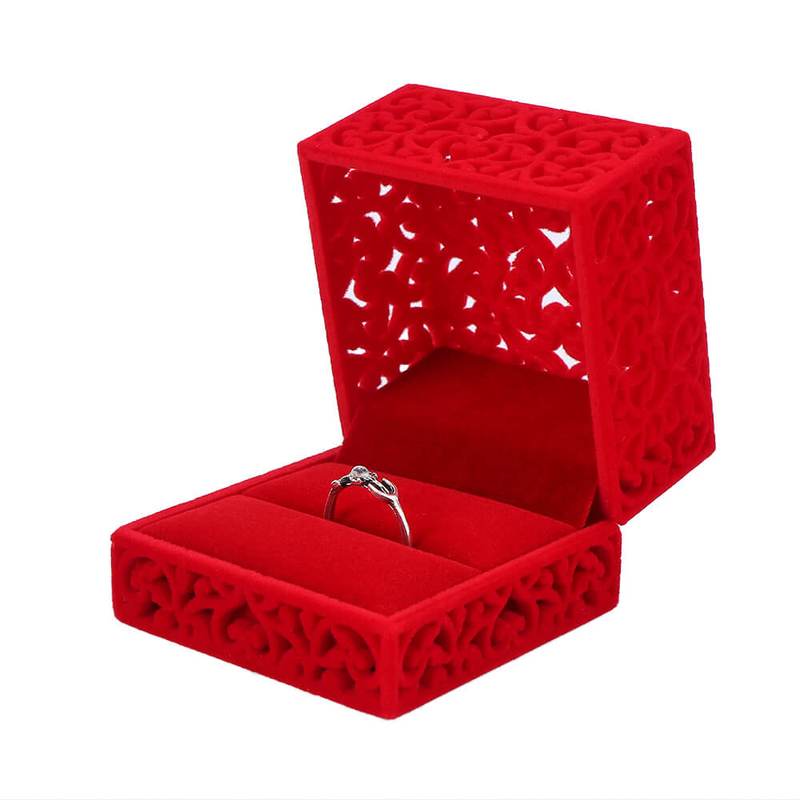 Écrin Bague Carton Velours Rouge Bleu