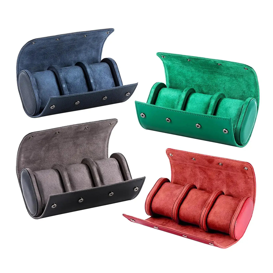 Etui Montre Cuir Bois 3 Places Multicolore