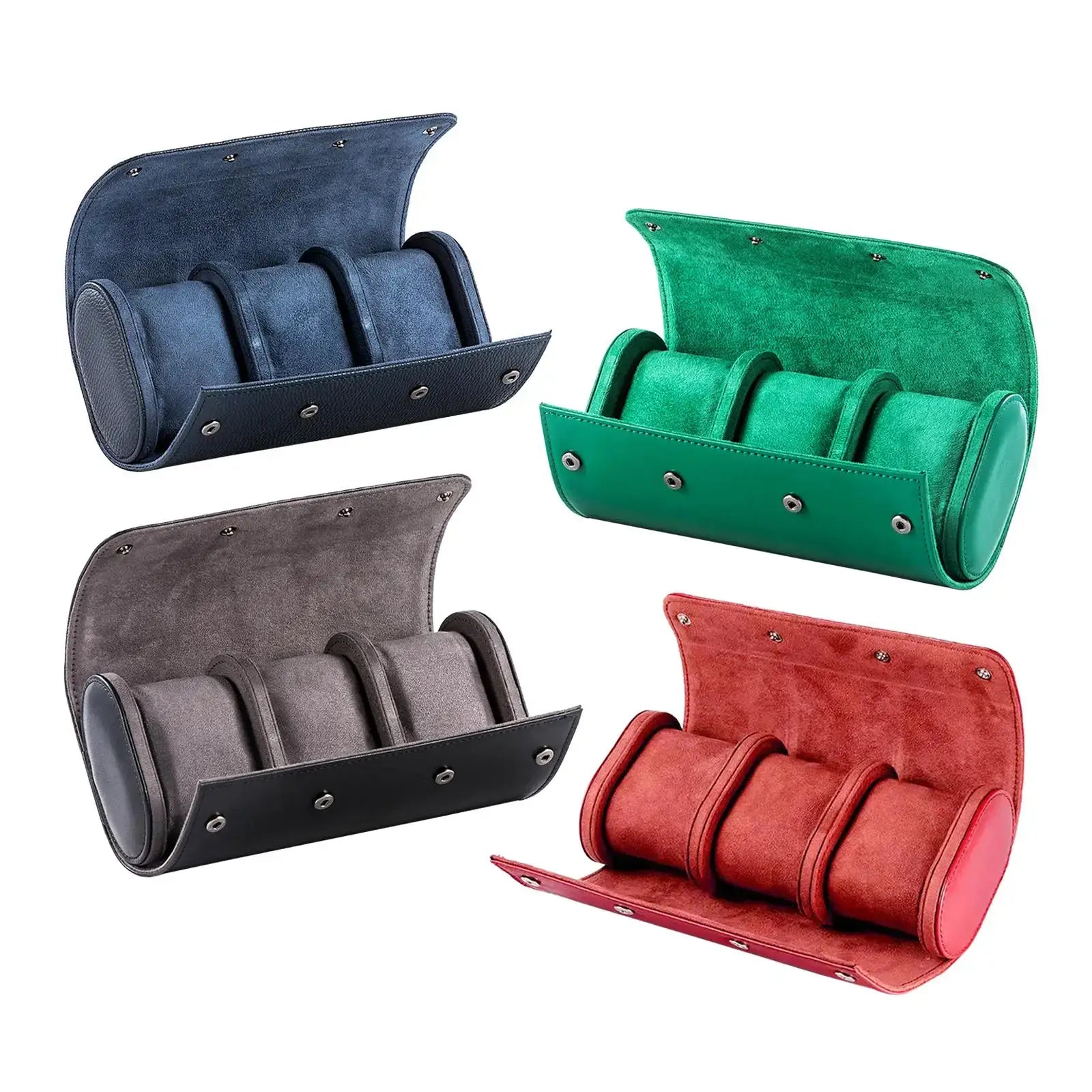 Etui Montre Cuir Bois 3 Places Multicolore