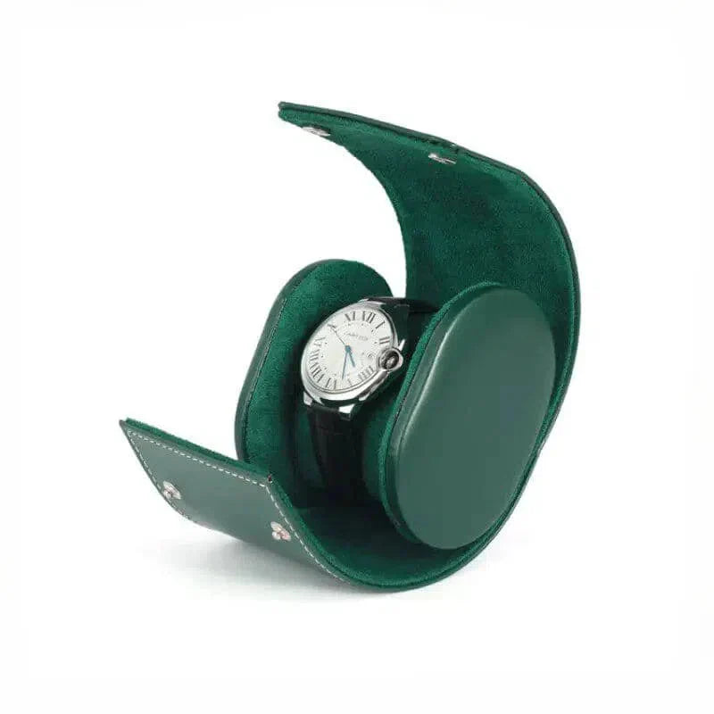 Étui Montre Cuir Solo Vert Voyage