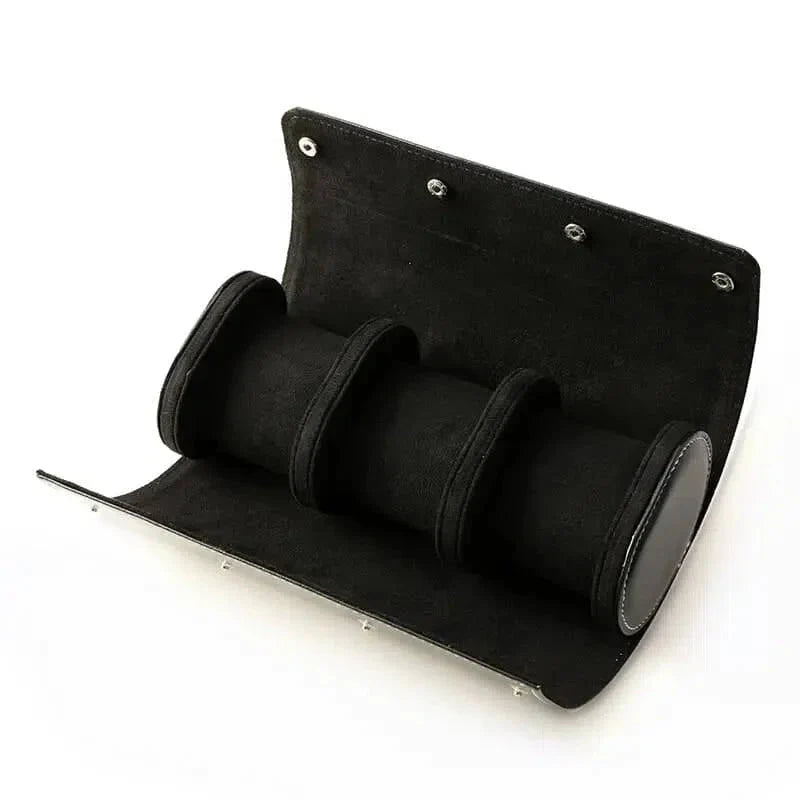 Étui Montre Cuir Velours Trio Noir 3 Places