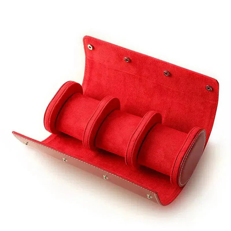 Étui Montre Cuir Velours Trio Rouge 3 Places