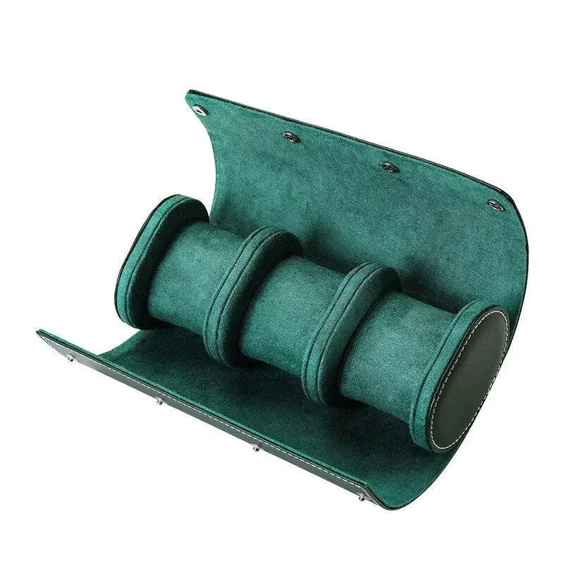 Étui Montre Cuir Velours Trio Vert 3 Places