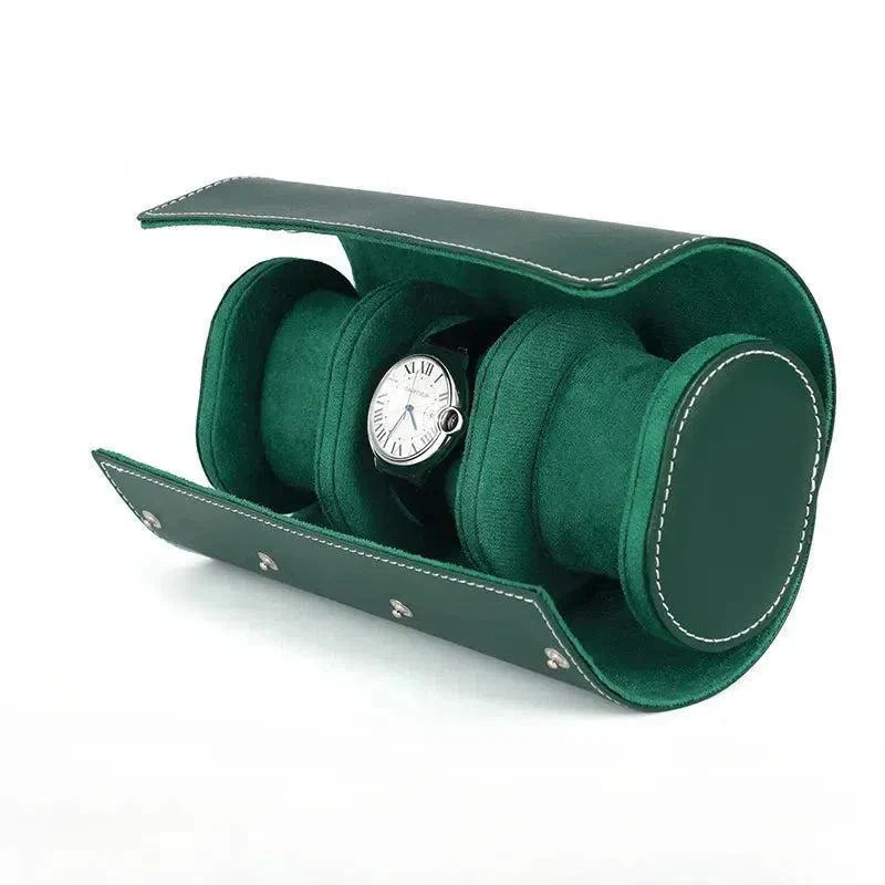 Étui Montre Cuir Velours Trio Vert 3 Places