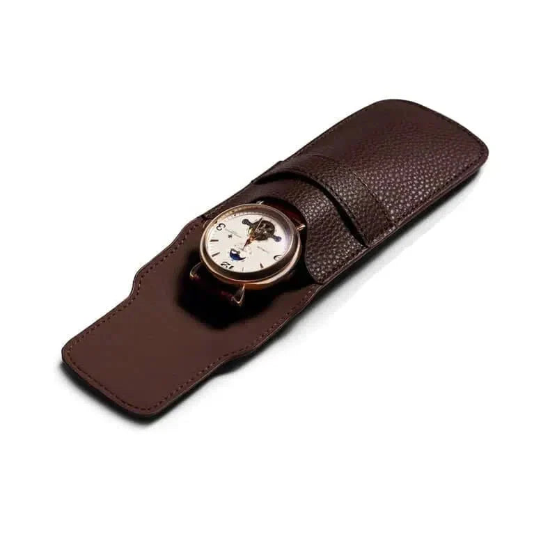 Étui Montre Cuir Café Solo Voyage