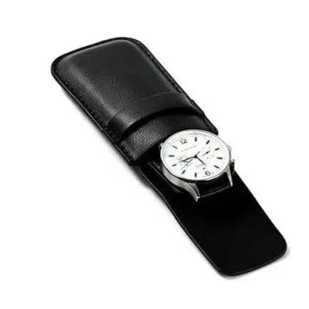 Étui Montre Cuir Simple Noir Voyage