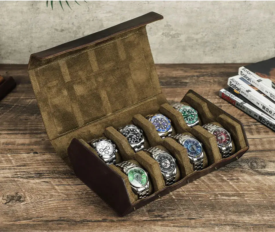 Etui Montre Cuir Veritable 8 Places Premium