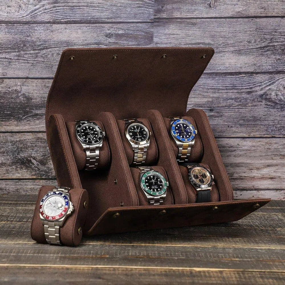 Étui Montre Cuir Vintage Roll 6 ou 8 Montres