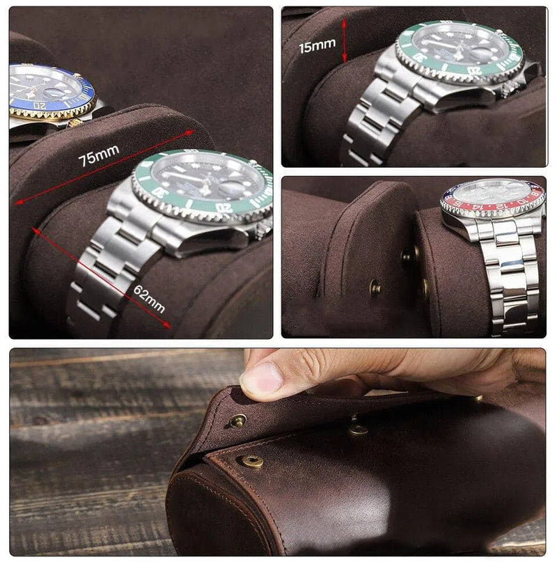 Étui Montre Cuir Vintage Roll 6 ou 8 Montres