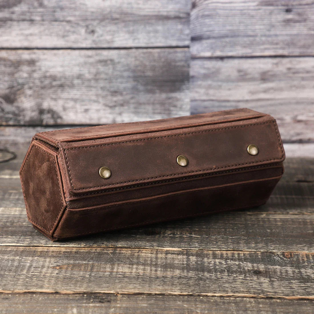 Etui Montre Cuir Bois Voyage Luxe Mixte