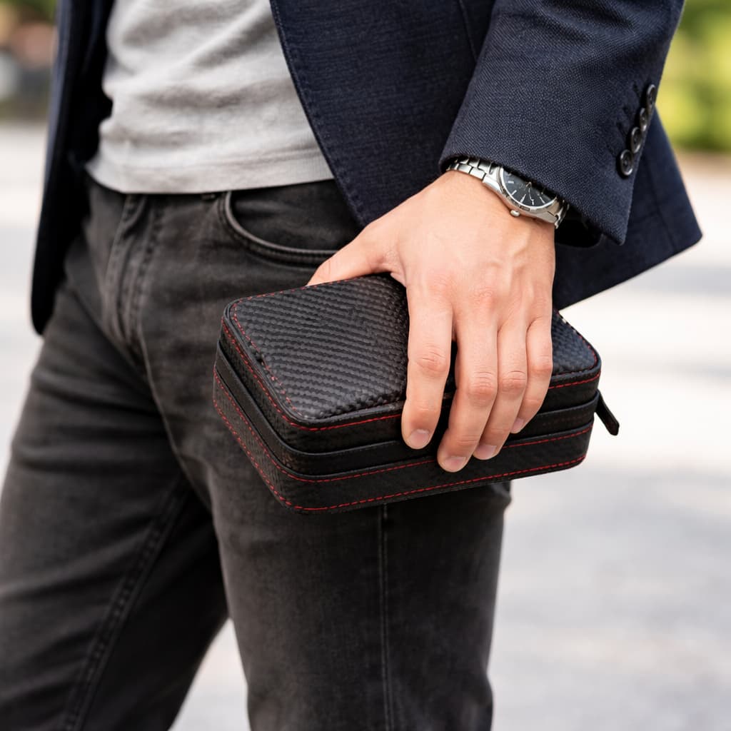 Étui Voyage Montres Cuir 4 Emplacements