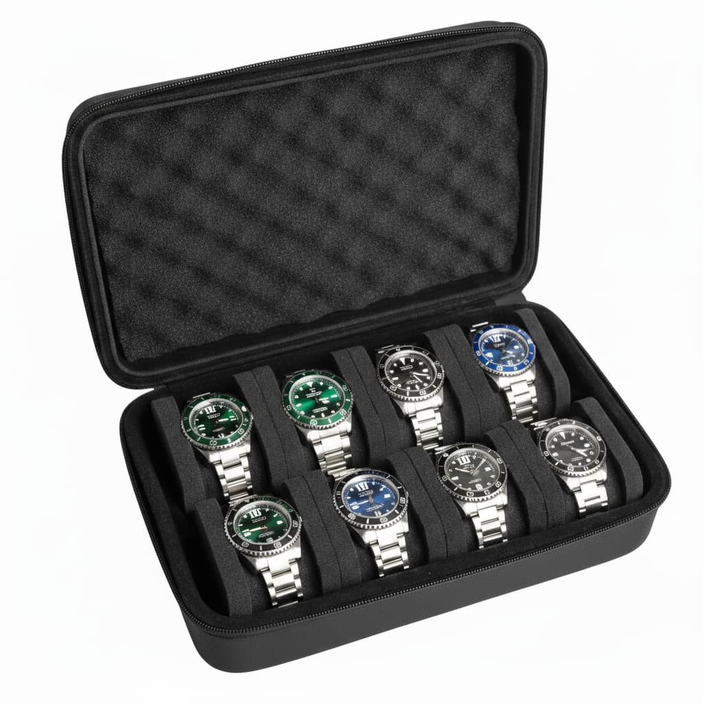 Étui Montre Cuir Voyage Rigide 8 Places