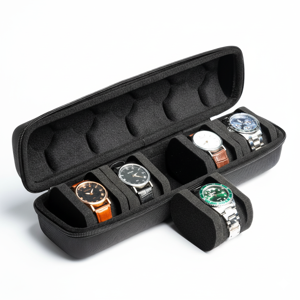 Étui Montre Voyage Rigide Plastique 5 Emplacements