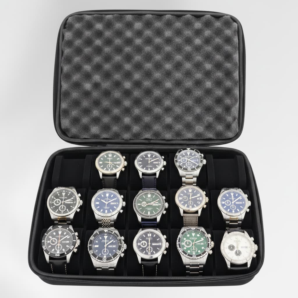 Étui Montre Cuir Voyage Zippé 15 Places