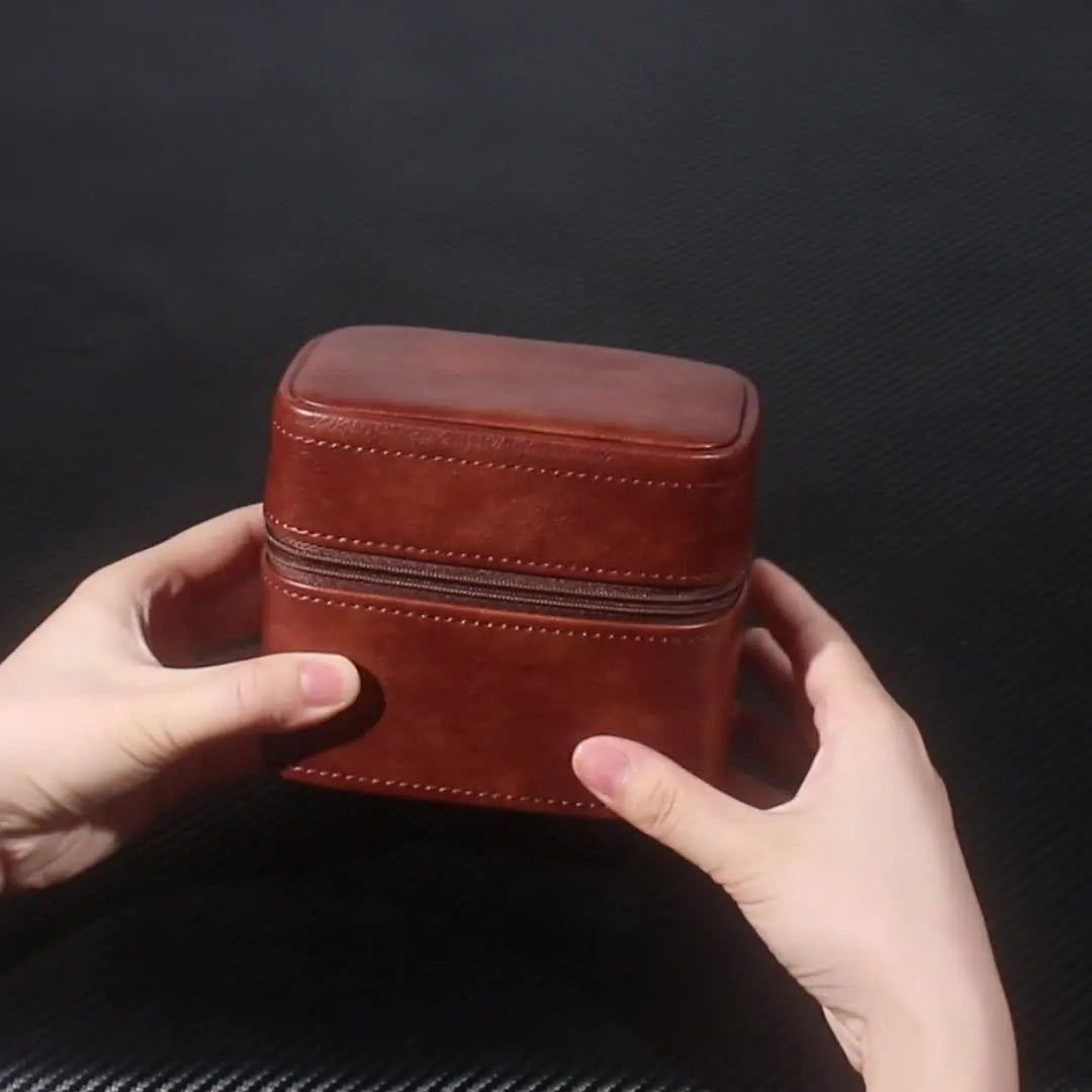 Étui Montres Cuir Véritable 2 Emplacements Voyage