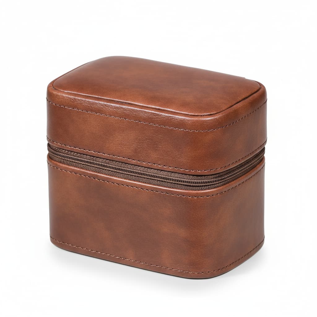 Étui Montres Cuir Véritable 2 Emplacements Voyage