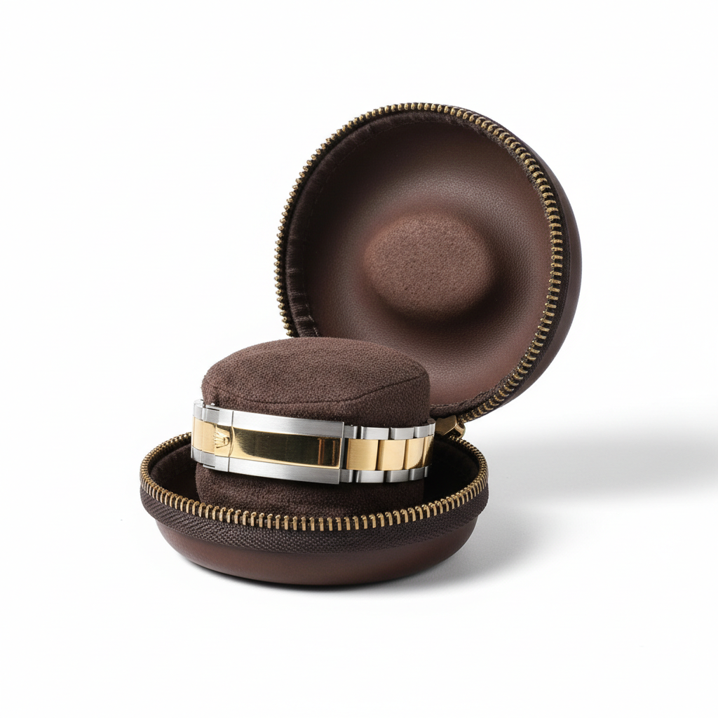 Étui Montre Cuir Zippé Voyage Velours 1 Place