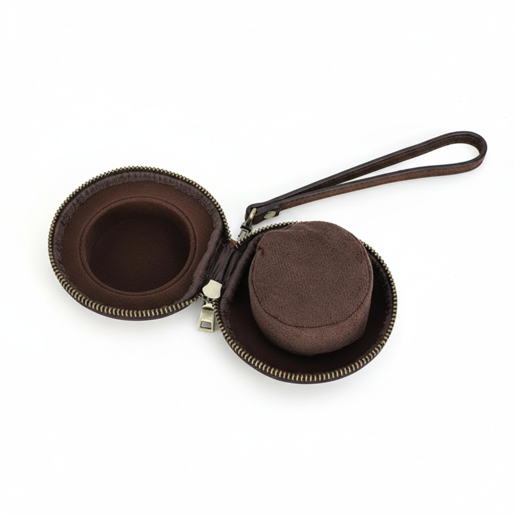 Étui Montre Cuir Zippé Voyage Velours 1 Place