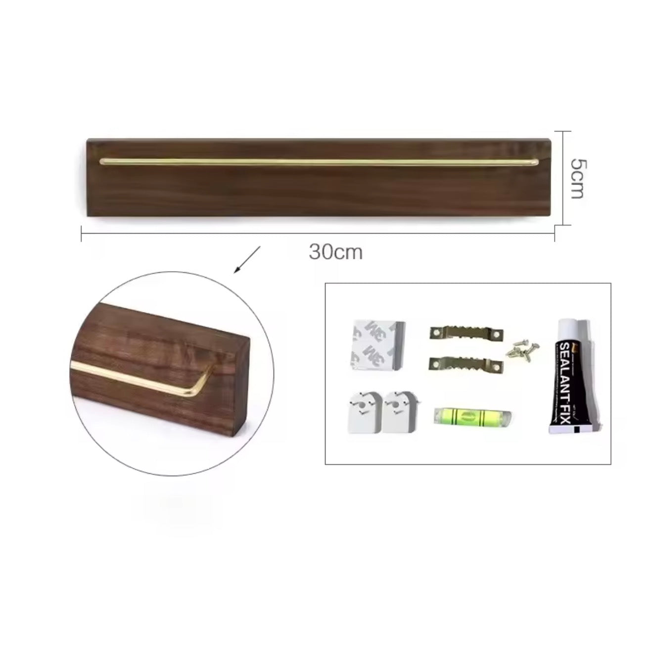 Présentoir Collier mural bois foncé 30cm