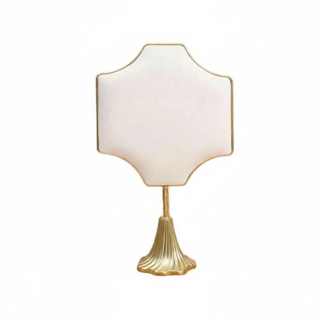 Presentoir à bijoux design velours Beige &amp; doré Croix Floral