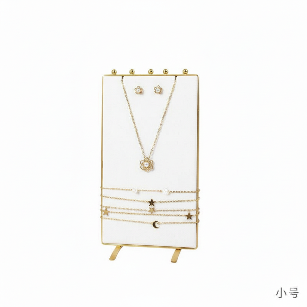 Présentoir à Bijoux Design en Velours Métal Doré – Format Vertical