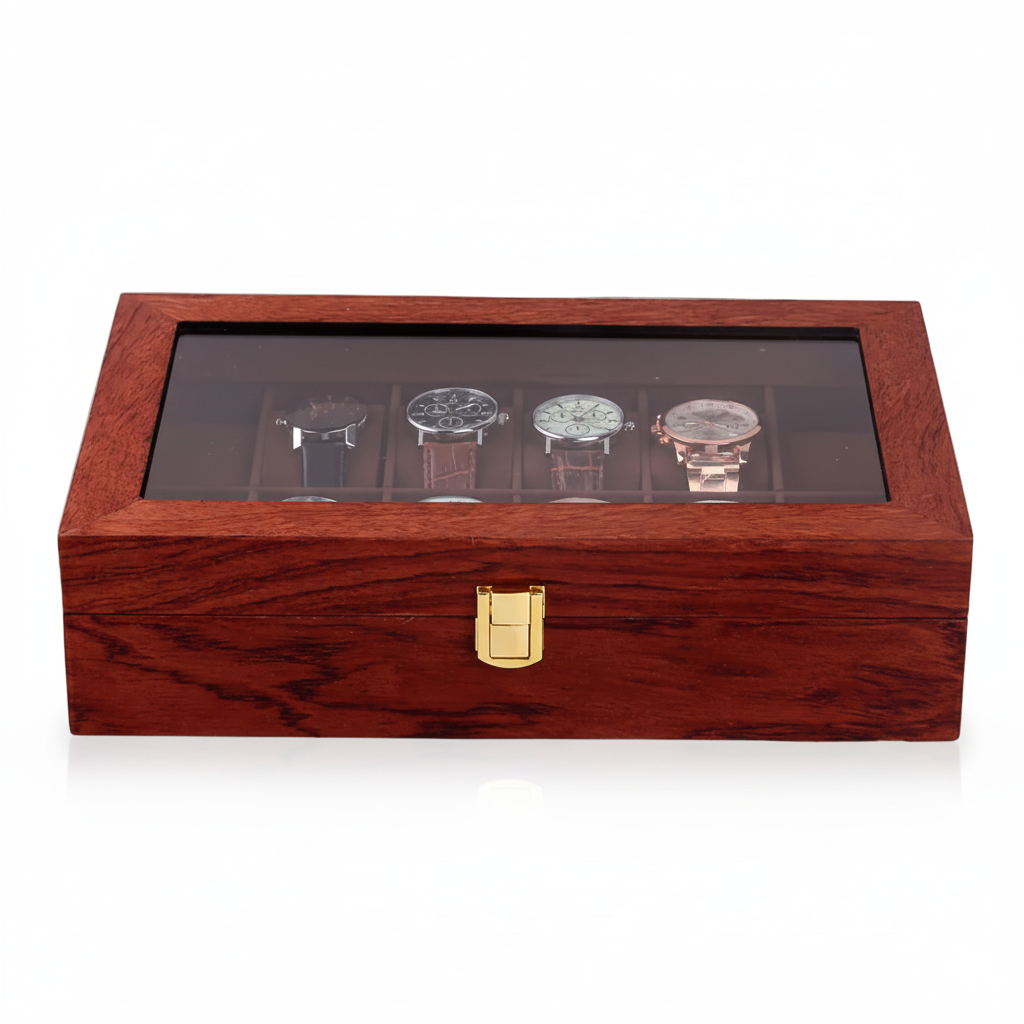 Coffret Bois 12 Montres Bois de Rose Rétro