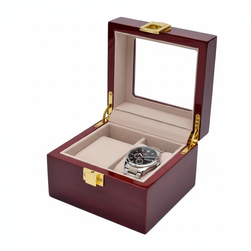 Coffret Bois Rouge 12 Montres Écologique Vitrine