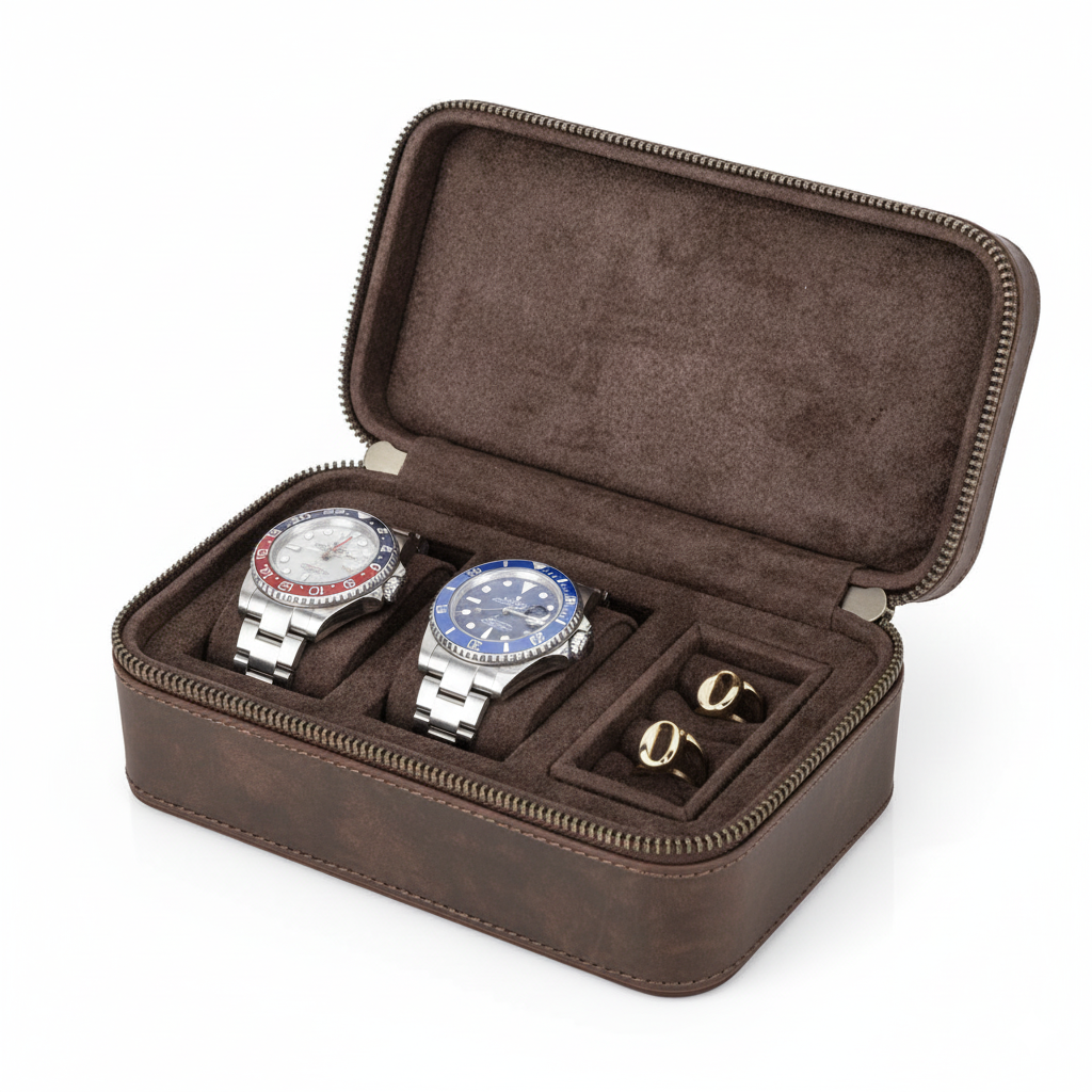 Étui Montre Cuir Voyage 3 Emplacements Vintage