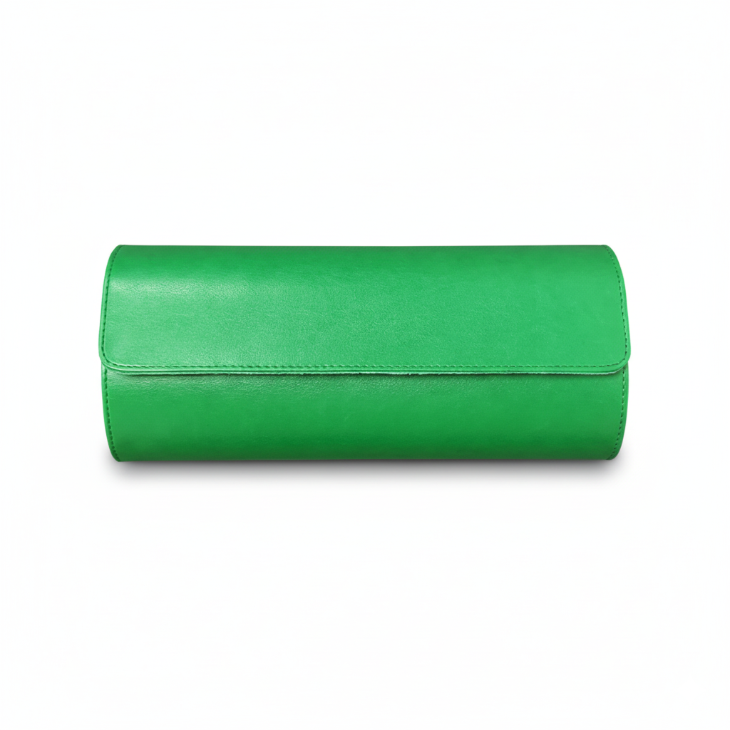 Étui Voyage Montre Cuir Rouleau Vert