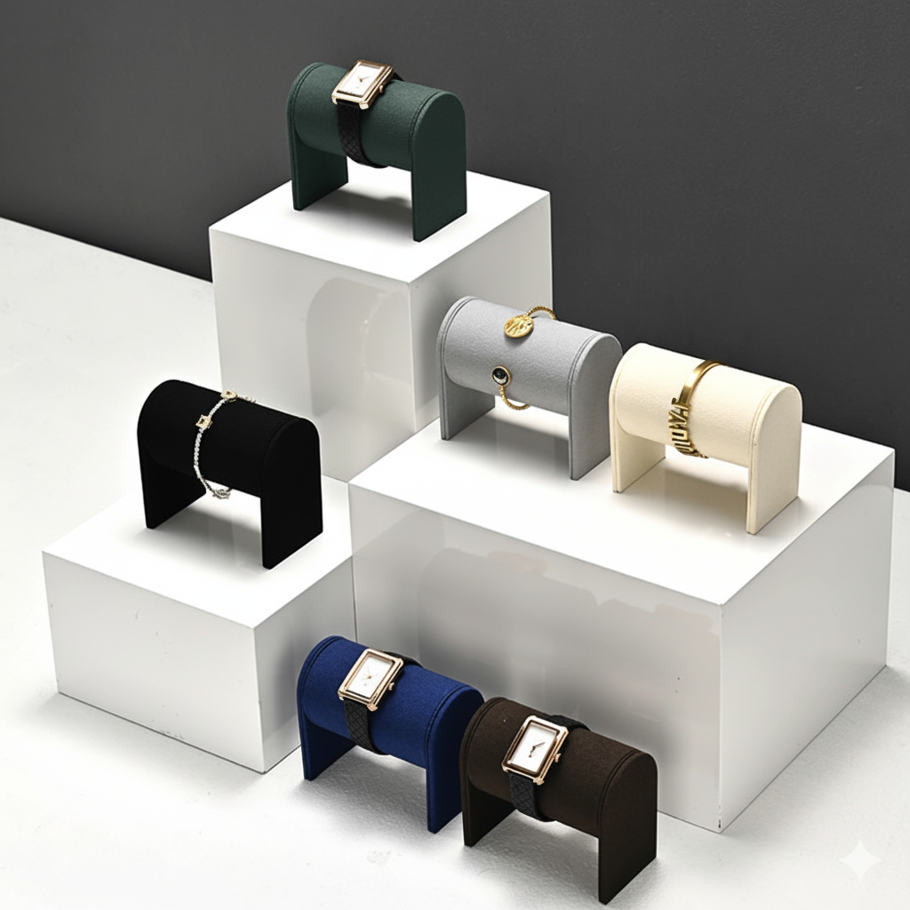 Présentoir Montre Microfibre Anti-Chocs Compact