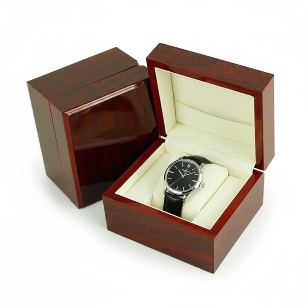 Boîte Montre Bois Bambou Antique Cuir Intérieur