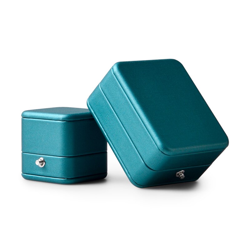 Boîte Bijoux Bleu Velours Bague Pendentif