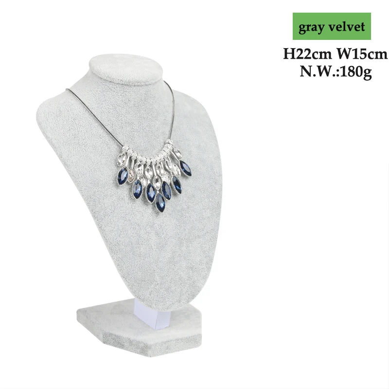 Buste Collier Velours Gris Clair