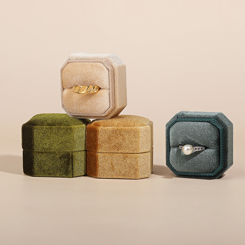 Écrin Bague Velours Compact Voyage Cadeau