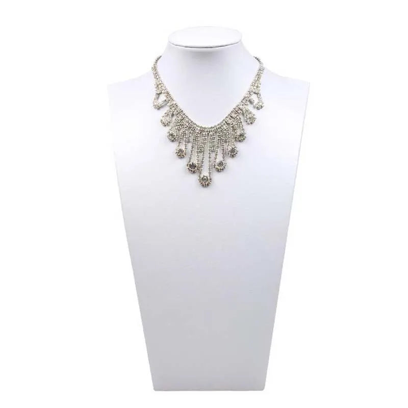 Buste Collier Cuir Blanc Premium Vitrine