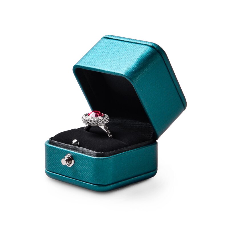 Boîte Bijoux Bleu Velours Bague Pendentif