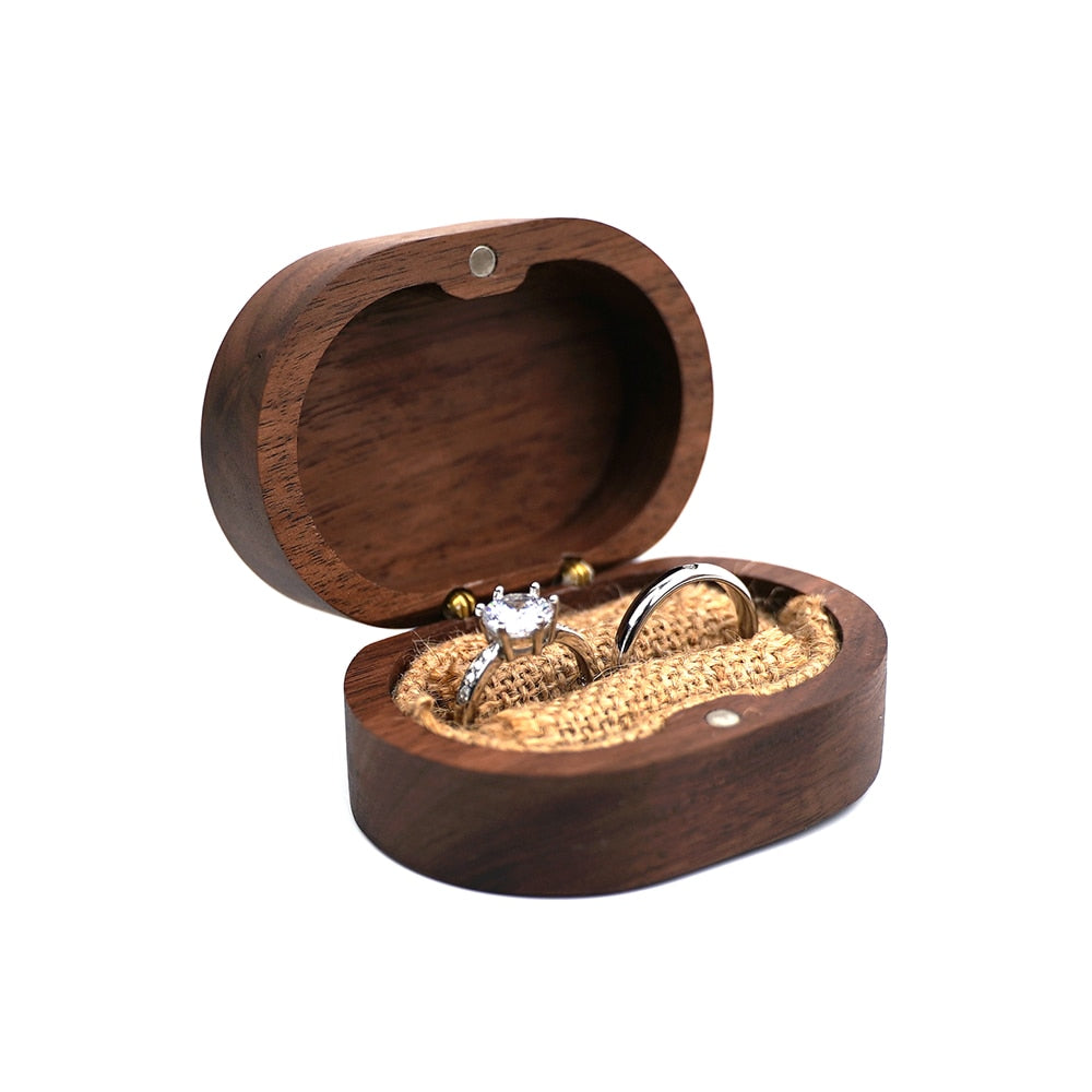 Boîte Bague Bois Velours Coffret Mariage