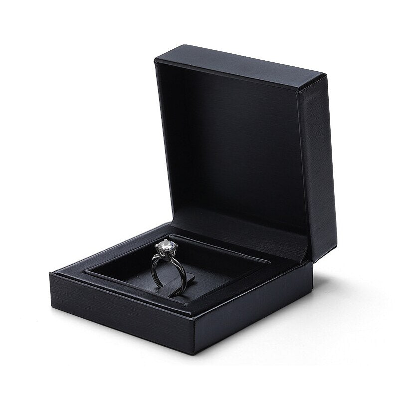 Boîte Bague Noire Velours Premium Cadeau