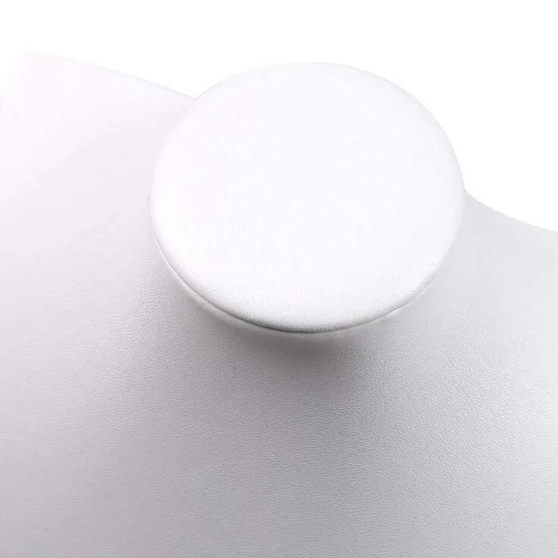 Buste Collier Cuir Blanc Premium Vitrine