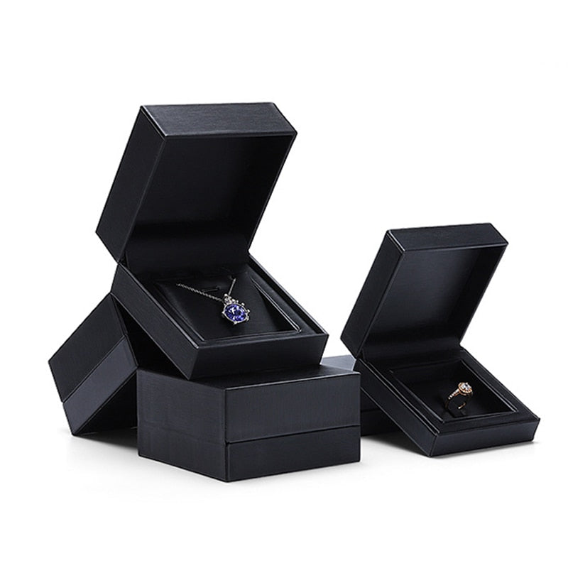 Boîte Bague Noire Velours Premium Cadeau