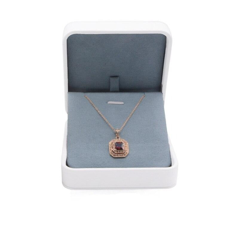 Boîte Bijoux Velours Blanc Compact Bague Collier