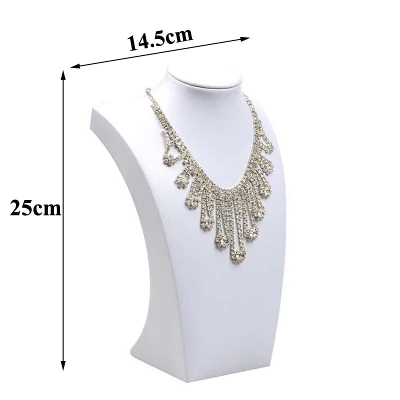 Buste Collier Cuir Blanc Premium Vitrine