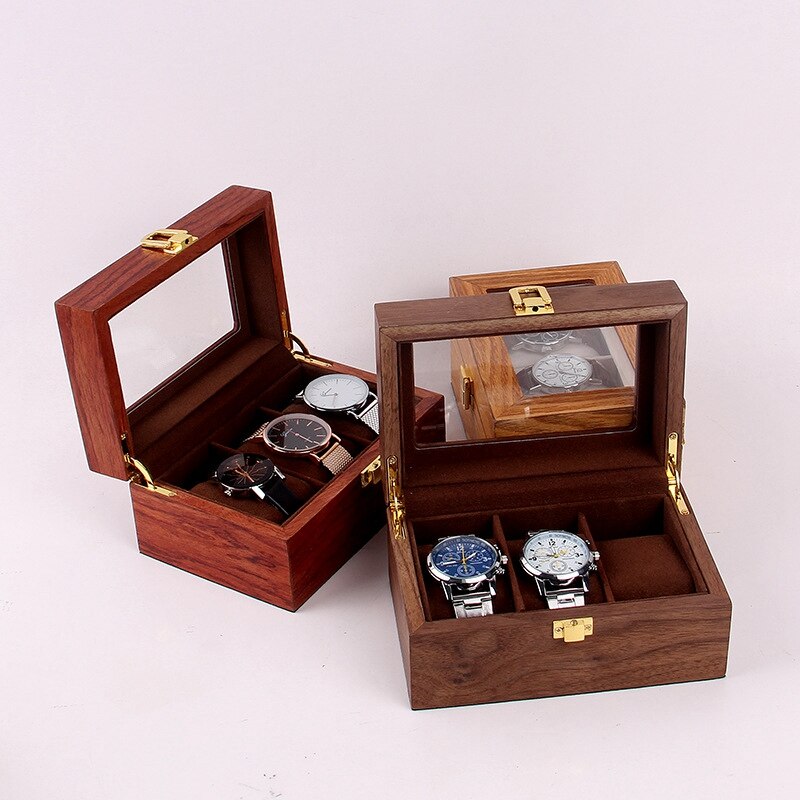 Boîte Montre Bois Verre 3 Places Luxe